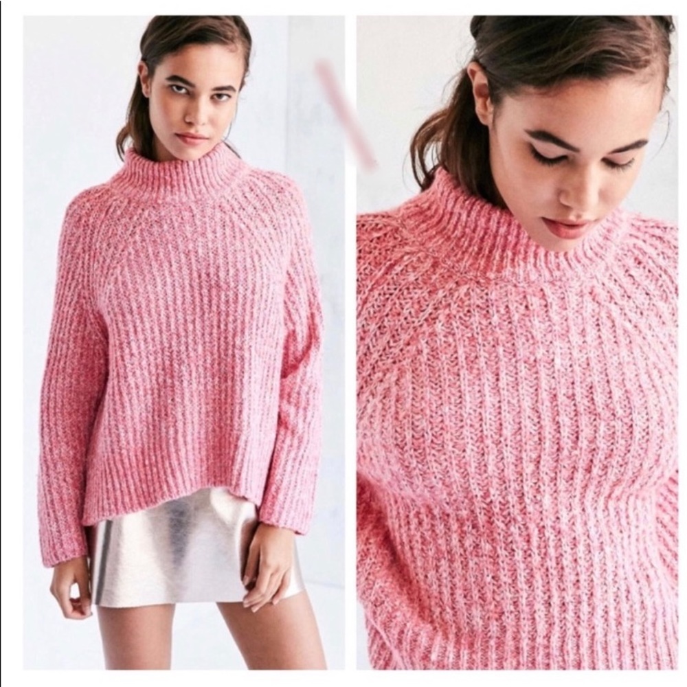 Urban Outfitters Pink Easton Mock Neck Sweater